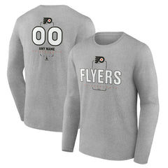 Philadelphia Flyers Personalized Name & Number Midfielder Long Sleeve T-Shirt - Gray - NHL 202447073