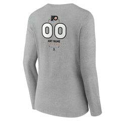 Philadelphia Flyers Women's Personalized Name & Number Midfielder Long Sleeve V-Neck T-Shirt - Gray - NHL 202447076