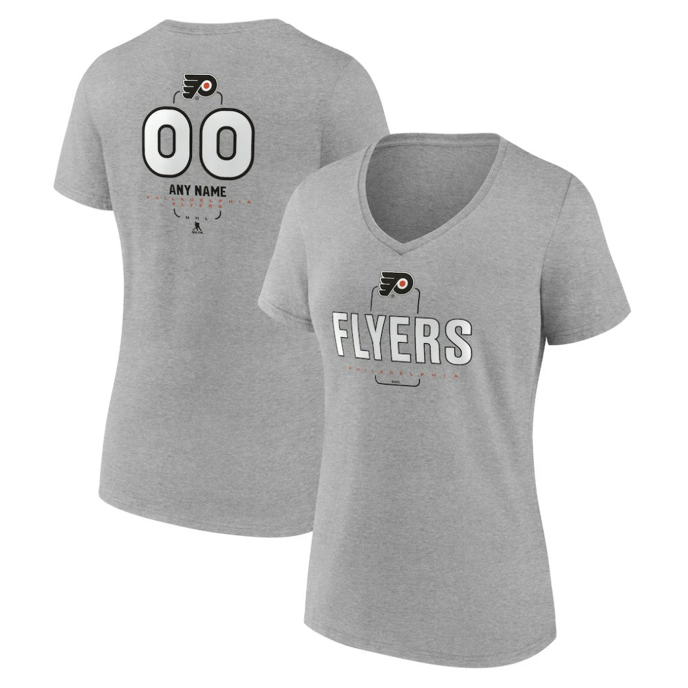 Philadelphia Flyers Women's Personalized Name & Number Midfielder V-Neck T-Shirt - Gray - NHL 202447077