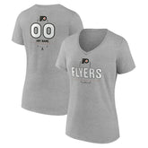 Philadelphia Flyers Women's Personalized Name & Number Midfielder V-Neck T-Shirt - Gray - NHL 202447077