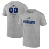 Tampa Bay Lightning Personalized Name & Number Midfielder T-Shirt - Gray - NHL 202447085