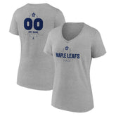 Toronto Maple Leafs Women's Personalized Name & Number Midfielder V-Neck T-Shirt - Gray - NHL 202447092