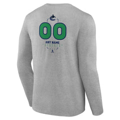 Vancouver Canucks Personalized Name & Number Midfielder Long Sleeve T-Shirt - Gray - NHL 202447093