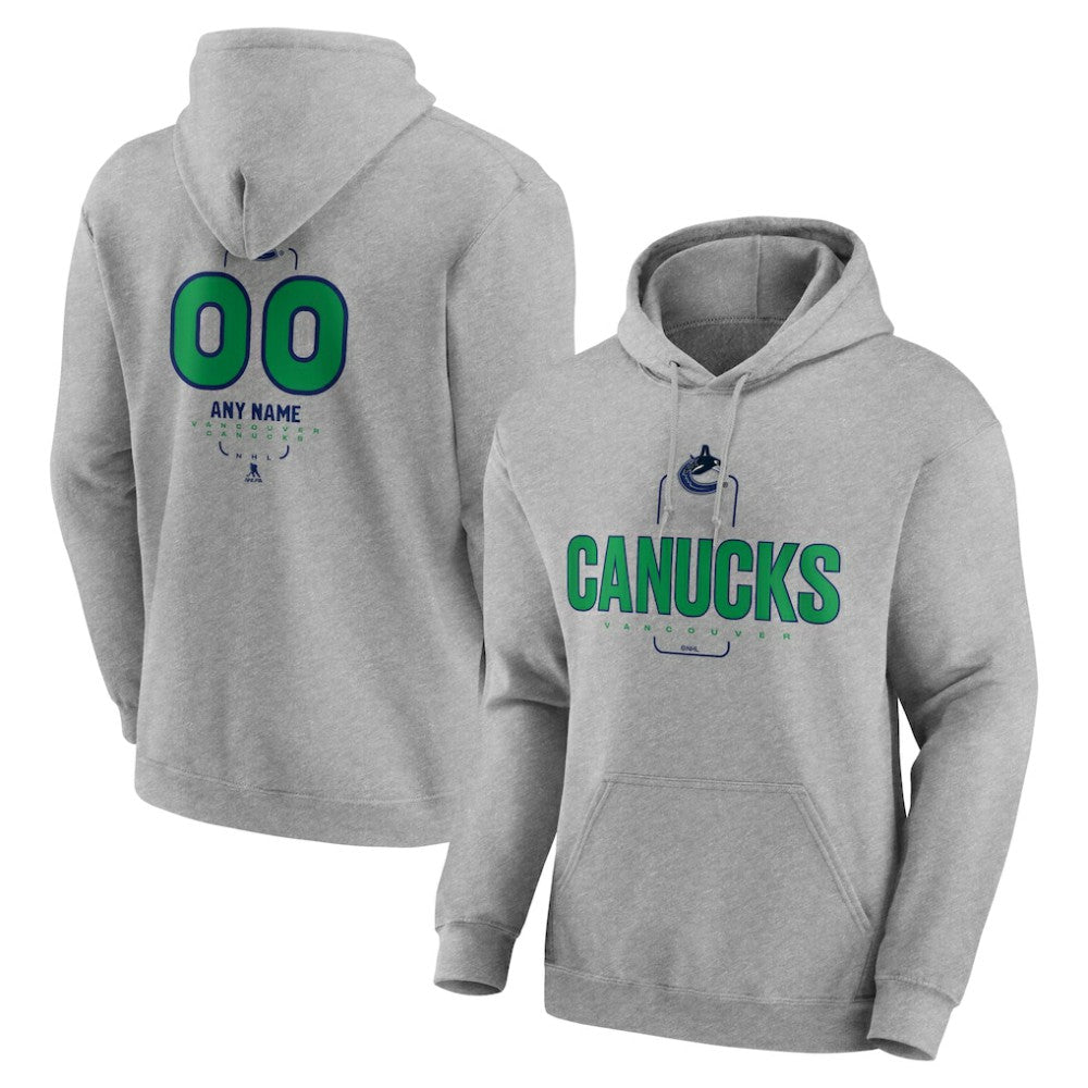 Vancouver Canucks Personalized Name & Number Midfielder Pullover Hoodie - Gray - NHL 202447094