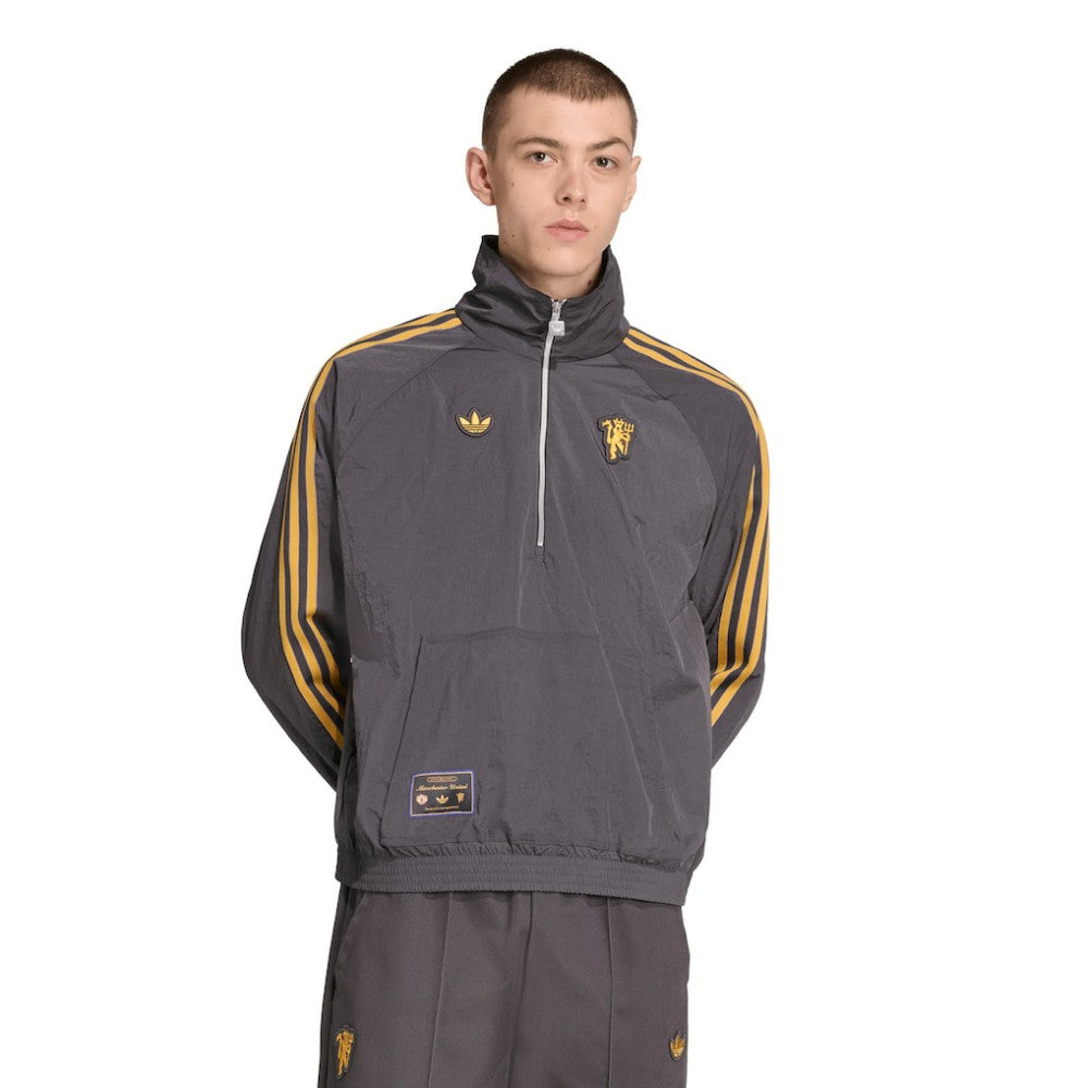 Manchester United Terrace Icons Half-Zip Jacket Gray - Adidas for sale