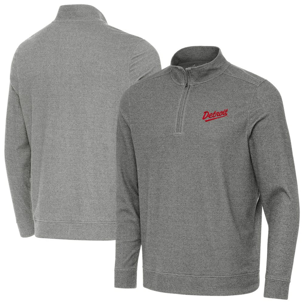 Detroit Red Wings Antigua 2025 NHL Stadium Series Subtle Quarter-Zip Top - Heather Black - NHL 202455776
