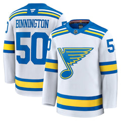 Jordan Binnington St. Louis Blues Fanatics Away Premium Player Jersey - White - NHL 202458095
