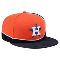 Houston Astros New Era Retro Split Corduroy Snapback Hat - Navy/Orange - New Era Discount