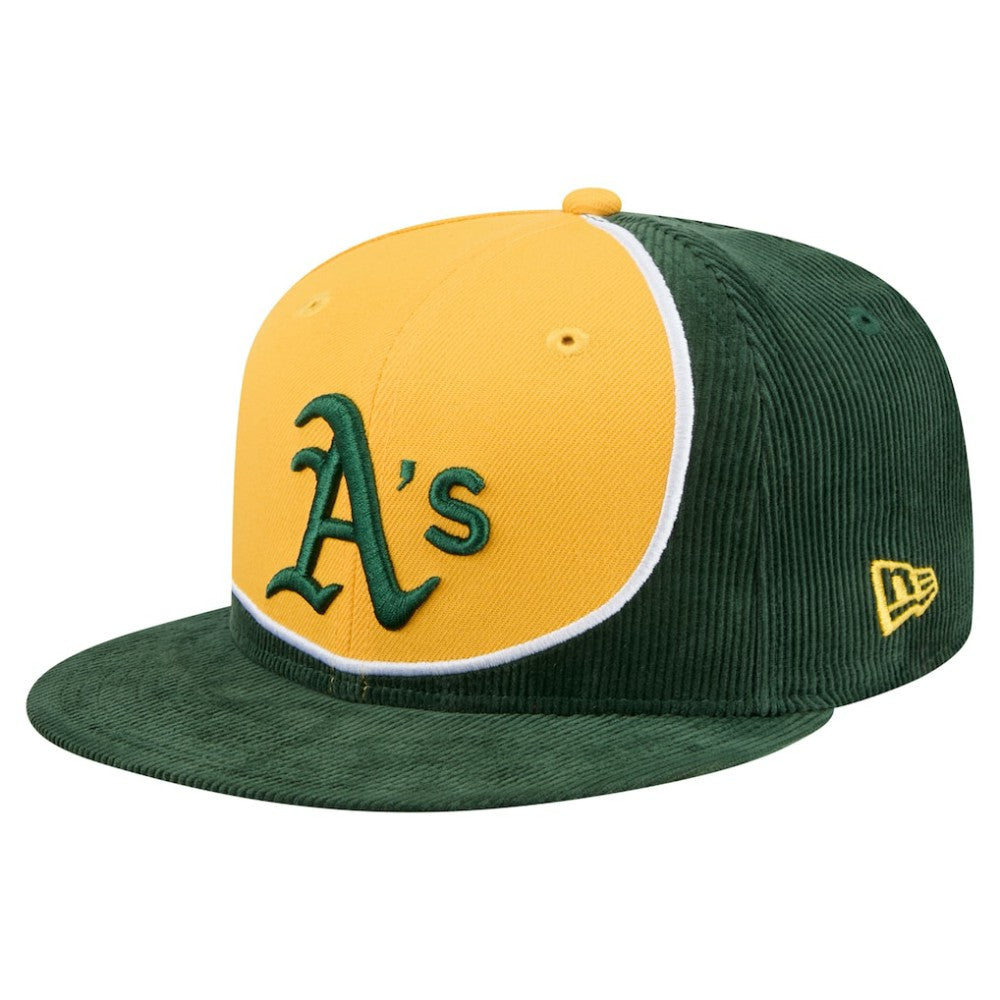 Athletics New Era Retro Split Corduroy Snapback Hat - Green/Gold - New Era Discount