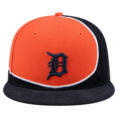 Detroit Tigers New Era Retro Split Corduroy Snapback Hat - Navy/Orange - New Era on Sale