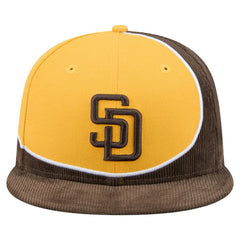 San Diego Padres New Era Retro Split Corduroy Snapback Hat - Brown/Gold - New Era Lifestyle