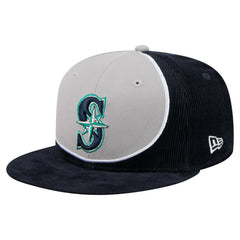 Seattle Mariners New Era Retro Split Corduroy Snapback Hat - Navy/Gray - New Era Discount