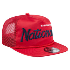 Washington Nationals New Era Retro Satin Script Golfer Adjustable Hat - Red - New Era on Sale
