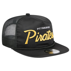 Pittsburgh Pirates New Era Retro Satin Script Golfer Adjustable Hat - Black - New Era Sale