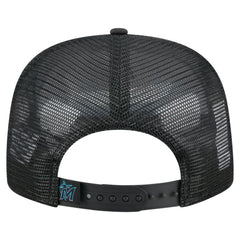 Miami Marlins New Era Retro Satin Script Golfer Adjustable Hat - Black - New Era Lifestyle