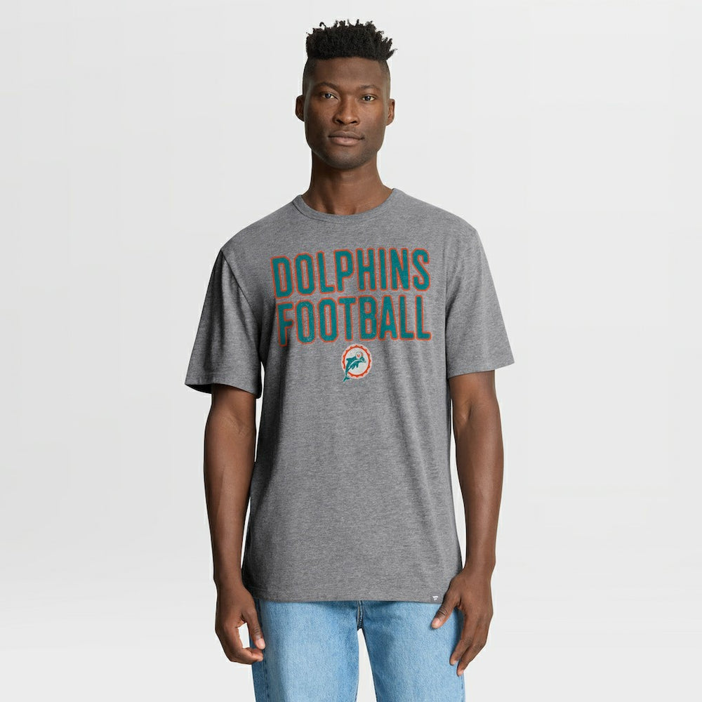 Fanatics Miami Dolphins First Down Tribute Tri-Blend T-Shirt Heather Gray