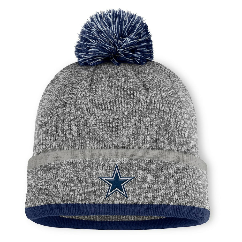 Fanatics Dallas Cowboys Motion Cuffed Knit Hat with Pom Heather Gray