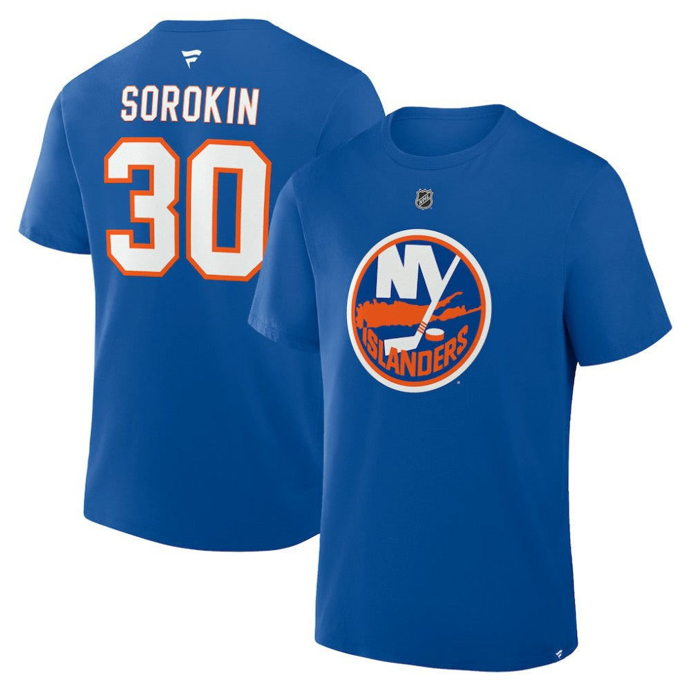 Ilya Sorokin New York Islanders Fanatics Authentic Stack Name & Number T-Shirt - Royal - NHL 202466712