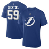 Jake Guentzel Tampa Bay Lightning Fanatics Authentic Stack Name & Number T-Shirt - Blue - NHL 202466753