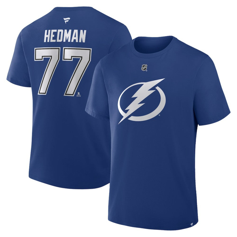 Victor Hedman Tampa Bay Lightning Fanatics Authentic Stack Name & Number T-Shirt - Blue - NHL 202466766