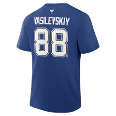 Andrei Vasilevskiy Tampa Bay Lightning Fanatics Authentic Stack Name & Number T-Shirt - Blue - NHL 202466788