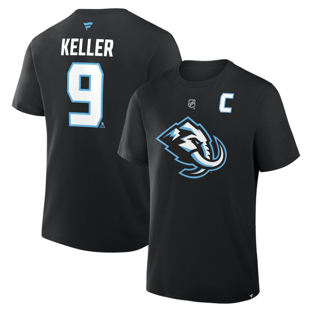 Clayton Keller Utah Mammoth Fanatics Authentic Stack Name & Number T-Shirt - Black - NHL 202466801