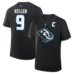 Clayton Keller Utah Mammoth Fanatics Authentic Stack Name & Number T-Shirt - Black - NHL 202466801