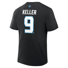 Clayton Keller Utah Mammoth Fanatics Authentic Stack Name & Number T-Shirt - Black - NHL 202466801