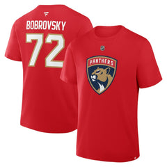 Sergei Bobrovsky Florida Panthers Fanatics Authentic Stack Name & Number T-Shirt - Red - NHL 202466806