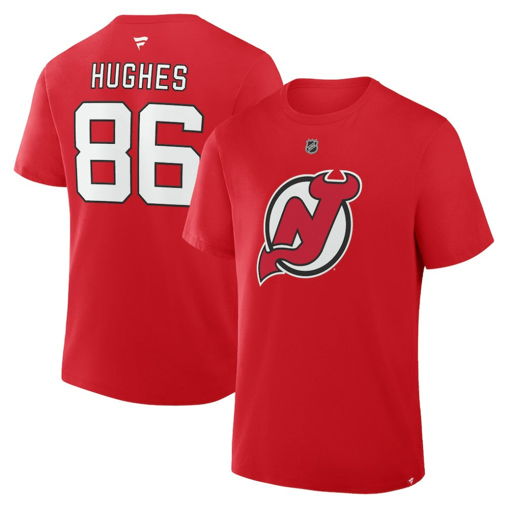 Jack Hughes New Jersey Devils Fanatics Authentic Stack Name & Number T-Shirt - Red - NHL 202466808