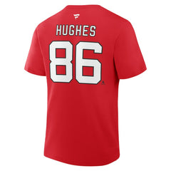 Jack Hughes New Jersey Devils Fanatics Authentic Stack Name & Number T-Shirt - Red - NHL 202466808