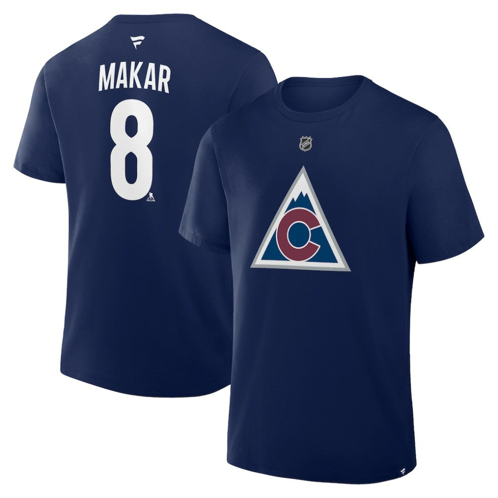 Cale Makar Colorado Avalanche Fanatics Authentic Stack Name & Number T-Shirt - Navy - NHL 202466891