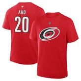 Sebastian Aho Carolina Hurricanes Fanatics Authentic Stack Name & Number T-Shirt - Red - NHL 202466900