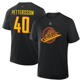 Elias Pettersson Vancouver Canucks Fanatics Authentic Stack Name & Number T-Shirt - Black - NHL 202466906