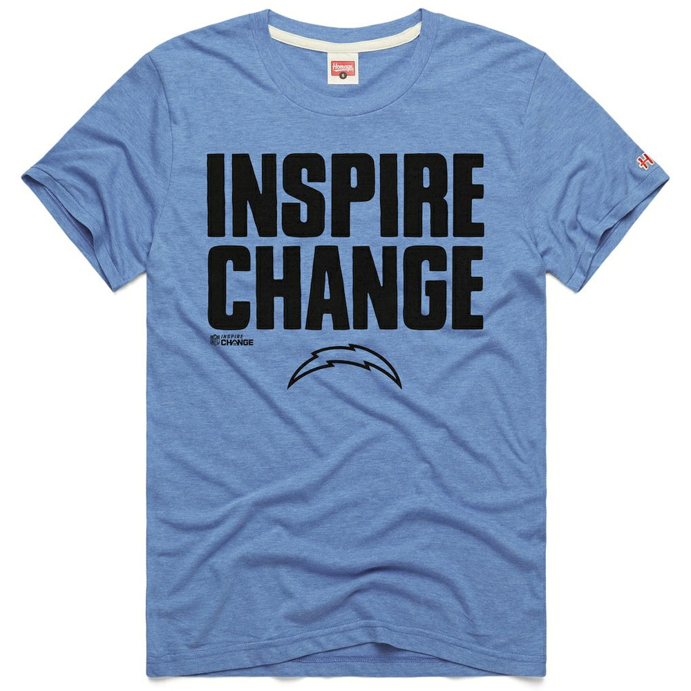 Los Angeles Chargers Homage Unisex 2024 Inspire Change Tri-Blend T-Shirt Light Blue