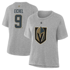 Jack Eichel Vegas Golden Knights Fanatics Women's Authentic Stack Name & Number T-Shirt - Heather Gray - NHL 202477483