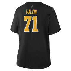Evgeni Malkin Pittsburgh Penguins Fanatics Women's Authentic Stack Name & Number T-Shirt - Black - NHL 202477508