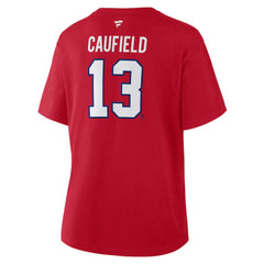 Cole Caufield Montreal Canadiens Fanatics Women's Authentic Stack Name & Number T-Shirt - Red - NHL 202477589