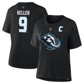 Clayton Keller Utah Mammoth Fanatics Women's Authentic Stack Name & Number T-Shirt - Black - NHL 202477621