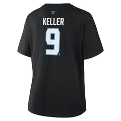 Clayton Keller Utah Mammoth Fanatics Women's Authentic Stack Name & Number T-Shirt - Black - NHL 202477621