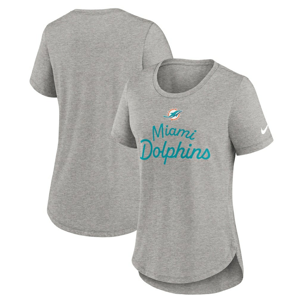 Nike Miami Dolphins Women's Script Tri-Blend T-Shirt Gray