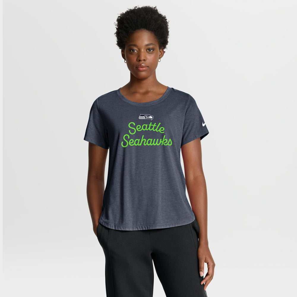 Nike Seattle Seahawks Women's Script Tri-Blend T-Shirt College Navy
