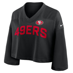 Nike San Francisco 49ers Women's Primetime Cropped Mesh Dri-FIT Fashion Jersey Black