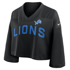 Nike Detroit Lions Women's Primetime Cropped Mesh Dri-FIT Fashion Jersey Black