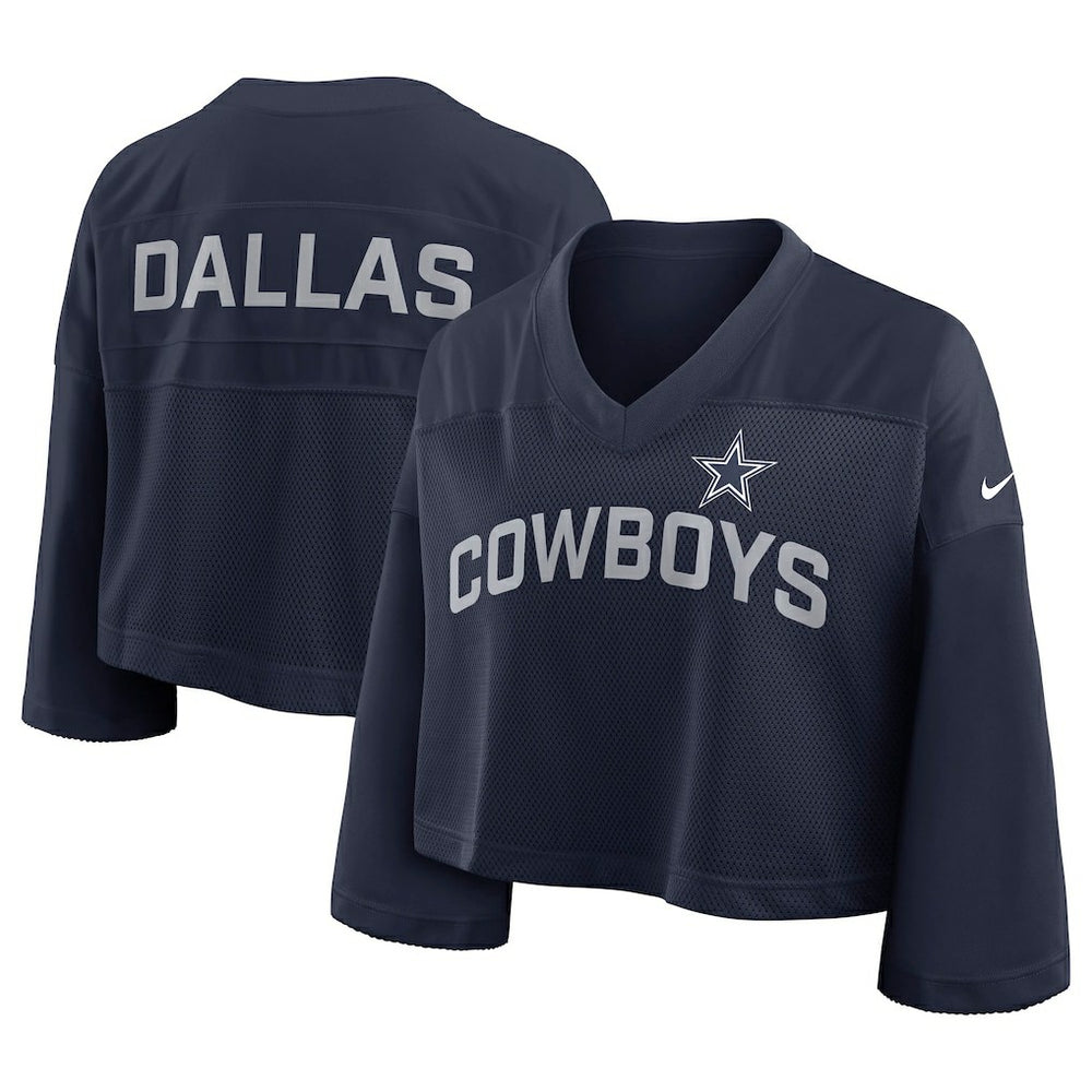 Nike Dallas Cowboys Women's Primetime Cropped Mesh Dri-FIT Fashion Jersey Navy