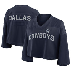 Nike Dallas Cowboys Women's Primetime Cropped Mesh Dri-FIT Fashion Jersey Navy