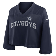 Nike Dallas Cowboys Women's Primetime Cropped Mesh Dri-FIT Fashion Jersey Navy