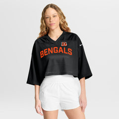 Nike Cincinnati Bengals Women's Primetime Cropped Mesh Dri-FIT Fashion Jersey Black