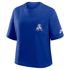 Nike New England Patriots Women's Rewind Pocket Boxy T-Shirt Royal