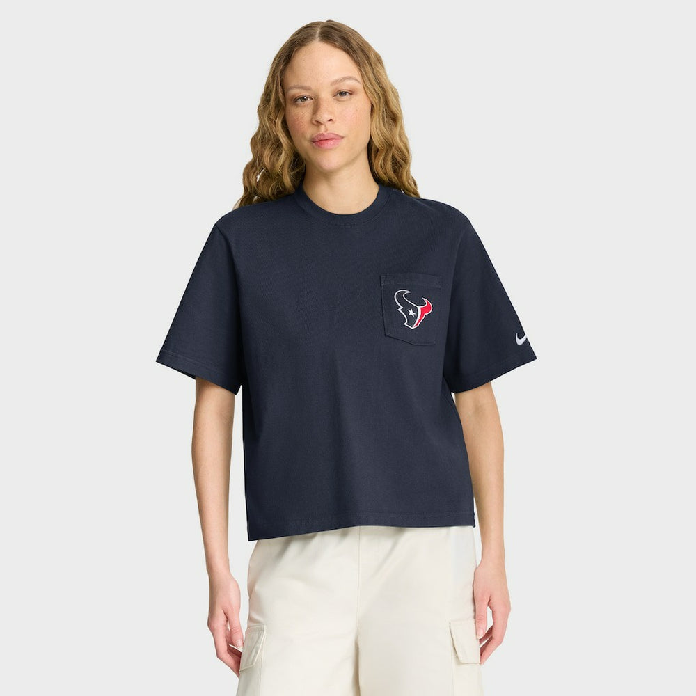 Nike Houston Texans Women's Rewind Pocket Boxy T-Shirt Navy